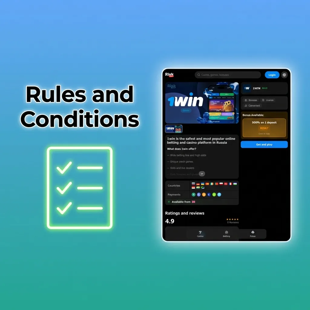 Legal document showing age requirements, account security rules, bonus wagering terms, and verification procedures