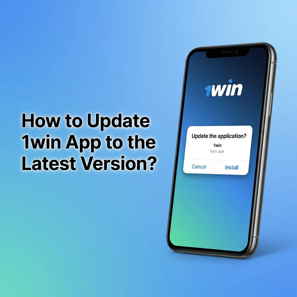 1win app update notification on smartphone screen showing download and install process